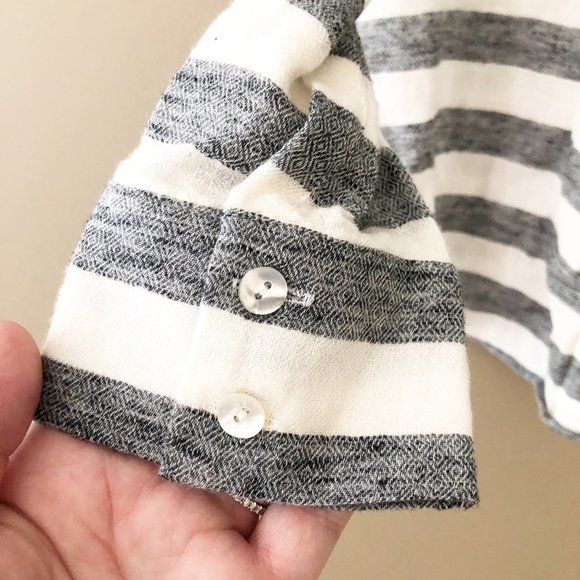Chaser Striped Cotton Button Down Collared Shirt Grey White S NWT - Picture 6 of 11